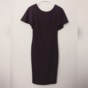 Deep Purple Maroon Midi Dress Semi Formal NWOT Calvin Klein Size 2 Fitted